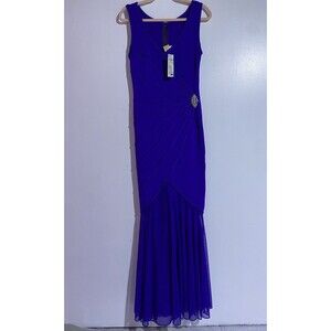 Vtg Cache Maxi Evening Dress Small Purple Bodycon Prom Luxury Party‎ Rhinestone